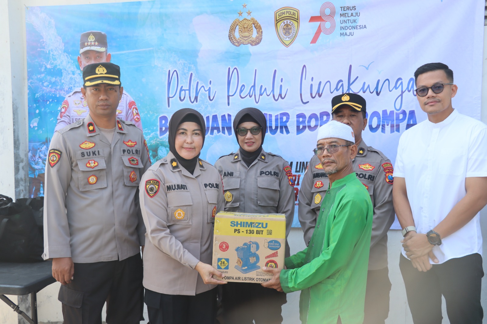 Dalam Rangka HUT RI Ke-78, Polres Pasuruan Gelar Bakti Sosial Pembuatan Sumur Bor Dan Pemberian Pompa Air