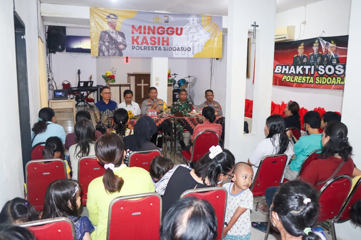 Minggu Kasih Polresta Sidoarjo, Ngobrol Kamtibmas Bersama Umat Nasrani